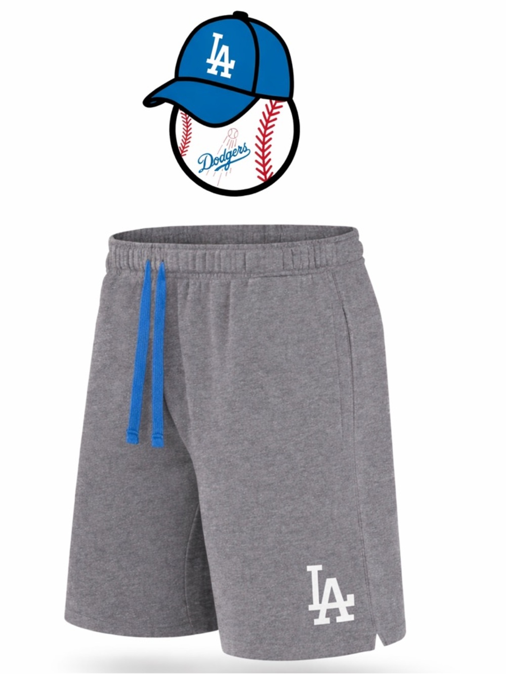 Mens Official‎ Licensed MLB Los Angeles Dodgers Gray Iconic Logo Shorts Small